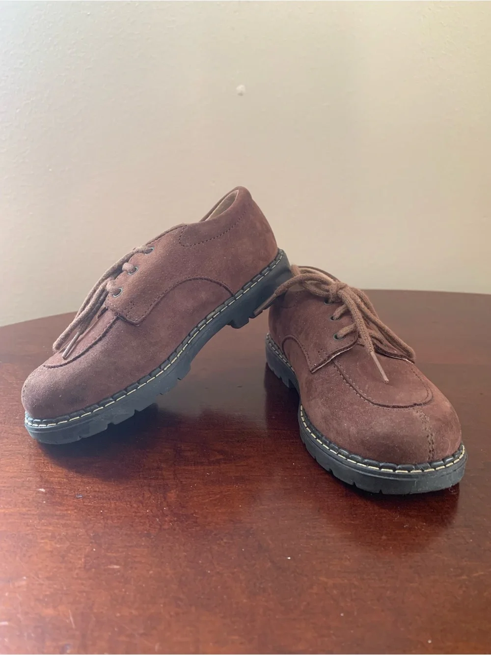 Vintage Tartine et Chocolat Toddler Brown Suede Lace-Up Casual Shoes